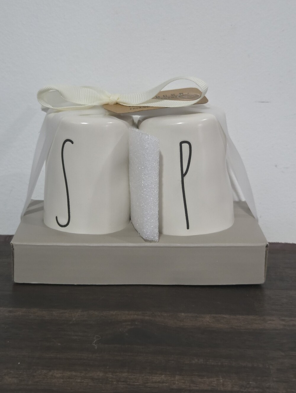 Rae Dunn Ceramic Monogram Salt & Pepper Shaker Set